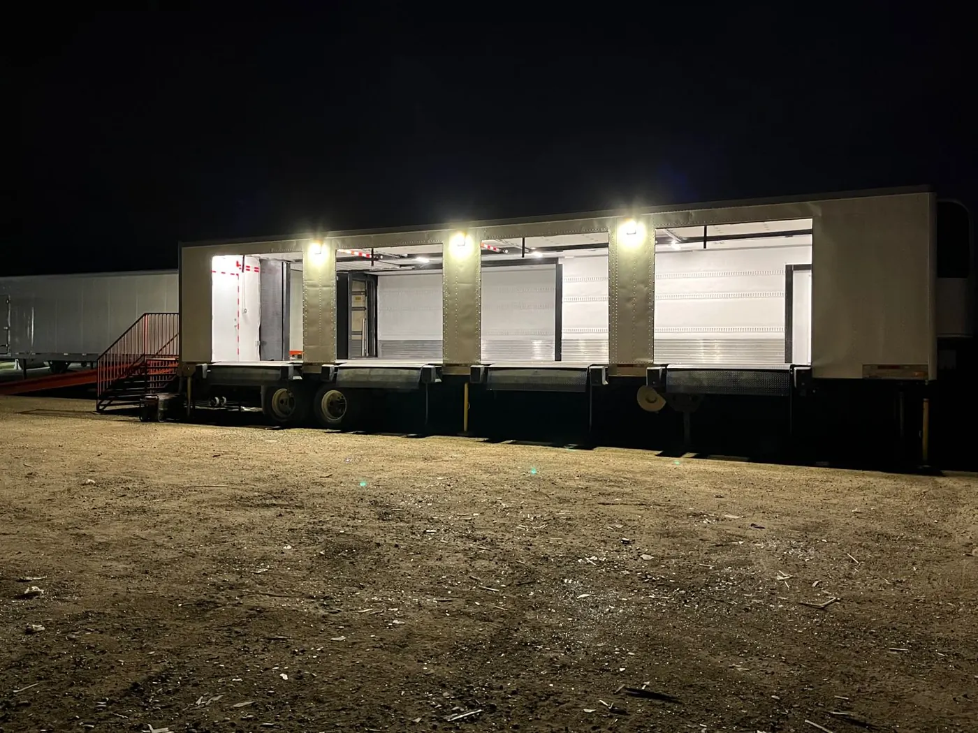 Mobile dock operating at night