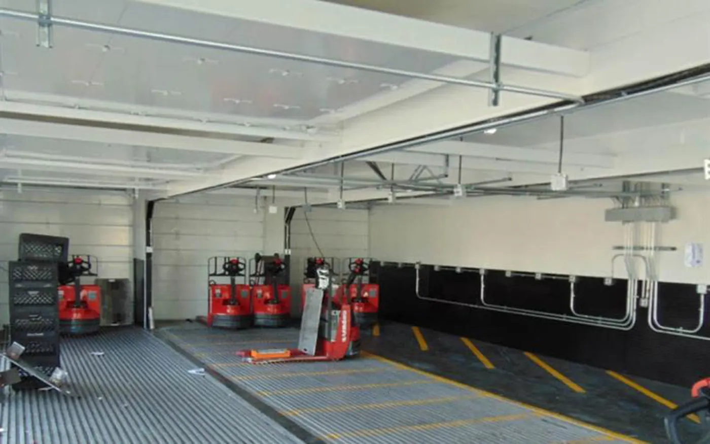 Finished mobile dock interior used for equipment staging