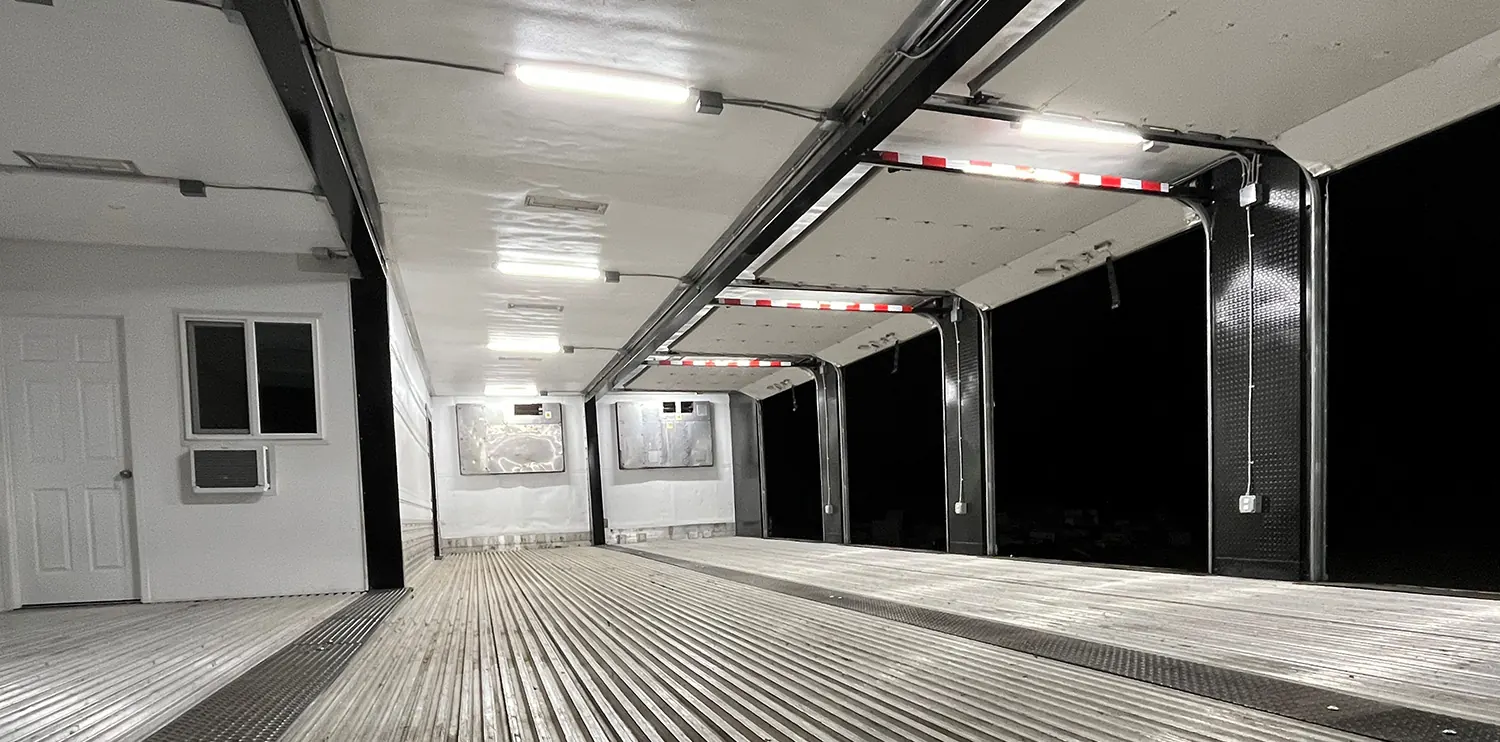 Finished mobile dock trailer interior